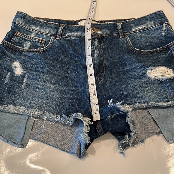 Mango Denim Cutoff Shorts High Rise Size 6 - Picture 6 of 16